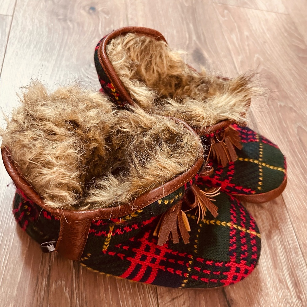 Muk Luks Pennley Plaid Faux Fur Lined Slipper Booties